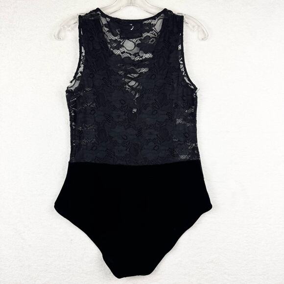Killstar Saya Lace and Velvet Lace Up Bodysuit Black Size L Whimsigoth Punk Goth - Picture 9 of 16